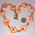 Bright Orange Cutout Abalone Shell Beaded Boho Necklace Photo 2