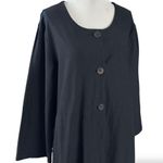 Eileen Fisher  Black Swing Longline Blazer Jacket Size Large USA Stretch Vintage Photo 2