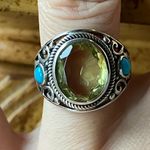Golden Quartz Sleeping Beauty Turquoise Sterling Silver Ring Size 7 Photo 0