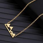 Boutique NEW Yellow Gold Plated Snowy Mountain Bar Pendant Necklace,‎ 16-18” Photo 10
