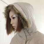 L.L.Bean Beige Goose Down Hooded Puffer Coat Winter Coat Jacket Size M Photo 8