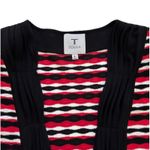 Toula Cardigan Sweater Black Red White Ruched 3/4 Sleeve Open Front Large Photo 7