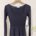 Moon River Long Sleeve Two Tone Pleated Dress Knit Sweater Dress Black One Size Photo 3