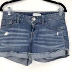 EXPRESS Women’s Low Rise Distressed Cuffed Denim Shorts Size 0 Photo 0