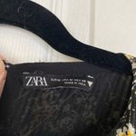 ZARA  Metallic Thread Printed Midi Dress Black Gold Balloon Sleeves Size Medium Photo 3