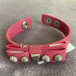 Jessica Simpson Y2K Pink Studded Bow Leather Bracelet Photo 1