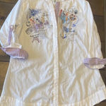 Desigual  Womens Medium White Button Up Funky Embroidery Chula Life Photo 0