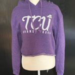 Blue 84 Purple TCU Horned Frogs Women's Hoodie.  Cropped.  Fleece. Size Small. Photo 0