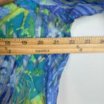 Coldwater Creek Jacket Womens 16 Blue Green Floral Sheer Full Zip Collared Retro Photo 5