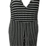 Torrid  Black White Stripe Rib Culotte Jumpsuit Belted Size 0 Photo 4