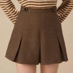 RIHOAS Brown Striped Pleated Mini Skirt Size M Photo 0