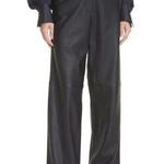 Frame Pleated Black Leather High Rise Straight Leg Pants Size 0 NWT Photo 0