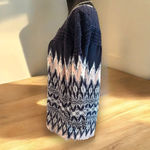 Jolt  M‎ Boho Peasant Aztec 3/4 Sleeve Lace Insert Top Blouse  Navy Blue Pink Photo 1