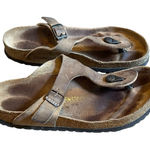 Birkenstock  Gizeh Women 38 Brown Bronze Birko-Flor Thong Sandals Leather Photo 0