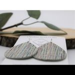 Handmade Genuine Leather Rainbow Colored Metallic Teardrop Dangle Earrings Photo 1