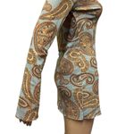 Sweet Pea Vintage Mesh Paisley Print Long Sleeves Fitted Y2K Artsy Top Womens L Photo 4