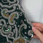 Laurence Kazar NWT Vintage Green Beaded Silk Floor Length Dress Formal Prom Gown Photo 8