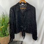 Good American Black Burnout Leopard Print Tie Waist Long Sleeve Blouse Top 5 Photo 1