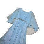 60s 70s Vintage Sky Blue Full Length Cape Gown Small Size 6 Photo 2