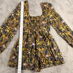 Urban Outfitters  Floral Print Romper‎ Black Yellow Long Sleeve Square Neck Y2K Photo 2