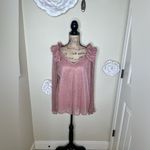 Entro NTM: Metallic Ruffle Sheer Blush Pink & Gold Blouse Size Large Photo 1