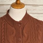 L.L.Bean brown classic cotton fisherman cable knit cardigan sweater Size Large Photo 1