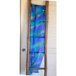 Blue Purple Watercolor Silk Scarf Lightweight Sheer Bohemian Shawl Wrap Photo 2