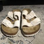 Birkenstock  Arizona Soft Slide Sandal Antique White Suede Photo 4
