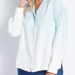 Jason Wu J NWT Blue White Dip Dye Oversized Linen Blend Button Down Shirt XL Photo 0