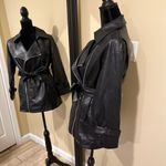 Faux leather jacket pu leather coat trench parka fall coat motorcycle jacket Black Size XS Photo 1
