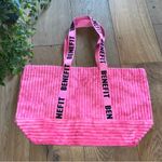 Benefit NEW Pink Corduroy Tote open top beach bag Photo 3