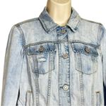 LC Lauren Conrad Love & Kindness Embroidered Distressed Denim Jacket Size XS Photo 3