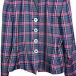 Amanda Smith Petites Vintage 80s 90s Fitted Button Front Plaid Blazer Size 10 Photo 2