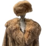 Vintage 70s Womens Genuine Blush Cross Mink Fur Coat with Fox Collar Retro 60s Black Photo 8