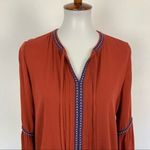 Ro & De  Rust Orange Peasant Blouse Boho Embroidered Long Sleeve Top Small Photo 1