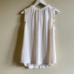 Loft NEW ANN TAYLOR IVORY RUFFLE TANK TOP KEYHOLE FRONT WOMENS SIZE M Photo 4