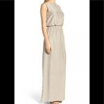 Natalie Deayala drape back silk column dress. NWT Tan Photo 5