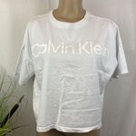 Calvin Klein  White Logo Print Cropped Tee T Shirt Top M Photo 1