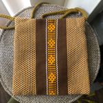 Guatemalan brown and yellow woven messenger crossbody tote satchel bag with two zippered pockets Photo 2