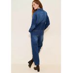 Anthropologie Pilcro Long Sleeve Belted Collared Denim Jumpsuit Coveralls Small Photo 3