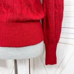 EXPRESS  Mock Neck Puff Sleeve Cable Knit Sweater Red Small Photo 5