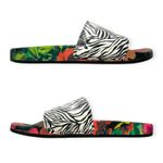 Johnny Was | Size 10 | Zebra and Floral Print Tropical Beach Pool Slides Sandals Photo 4