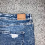 American Eagle Mom Jeans Women 16 Distressed High Rise Stretch Medium Acid Wash Blue Photo 11