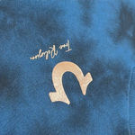True Religion Foil Logo V Neck Crop Long Sleeve Sweatshirt Blue Poseidon Small Photo 4