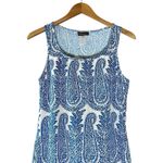 Tommy Bahama Blue Paisley Tank Dress M Ruffle Hem Sleeveless Stretch Resort Photo 2