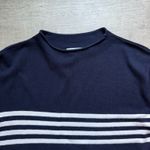 Mango MNG Striped Fine Knit Short Sleeves Top Size L Navy Blue And White Photo 3