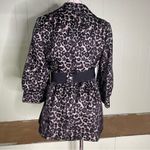 Clara SunWoo Leopard Cheetah‎ Belted Cropped Trench Coat Size Medium Brown Photo 2
