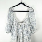 Storia  Daphne Blue White Floral High Slits Eyelet Detailing Maxi Dress Size 3XL Photo 8