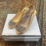 Alex Marie FINAL PRICE  "Marla" Leather Ankle Strap Open Toe Heels Ceylon Beige Photo 0
