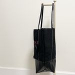 Victoria's Secret Black Pink Embroidered Mesh Open Top Shoulder Straps Tote Large Photo 6